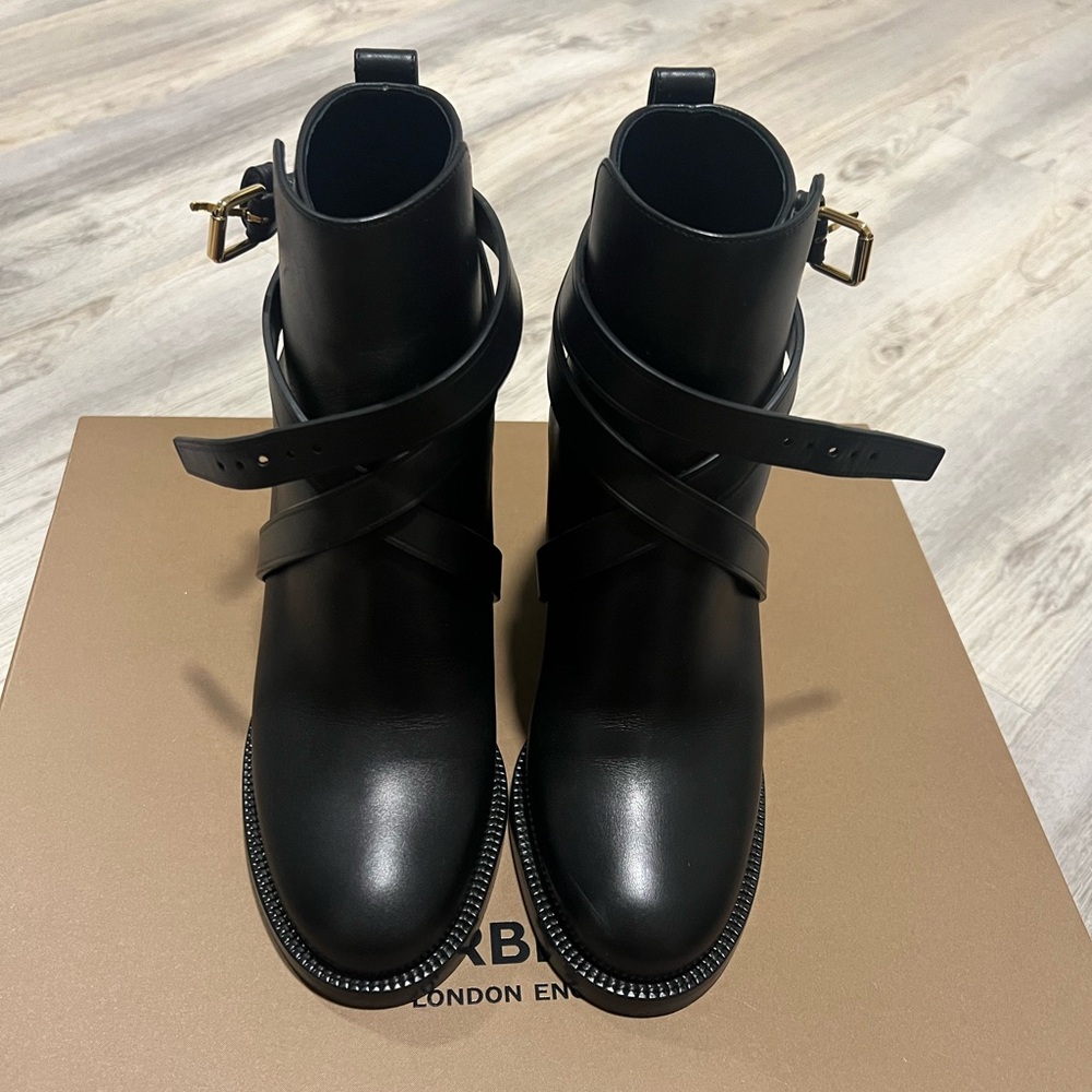 Burberry House check and leather ankle boots